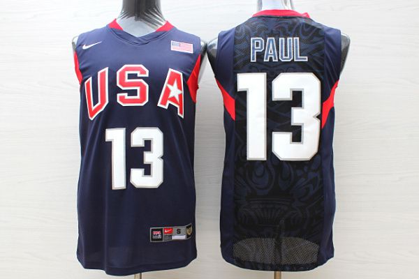 Men USA 13 Paul Dark Blue Stitched Nike NBA Jersey